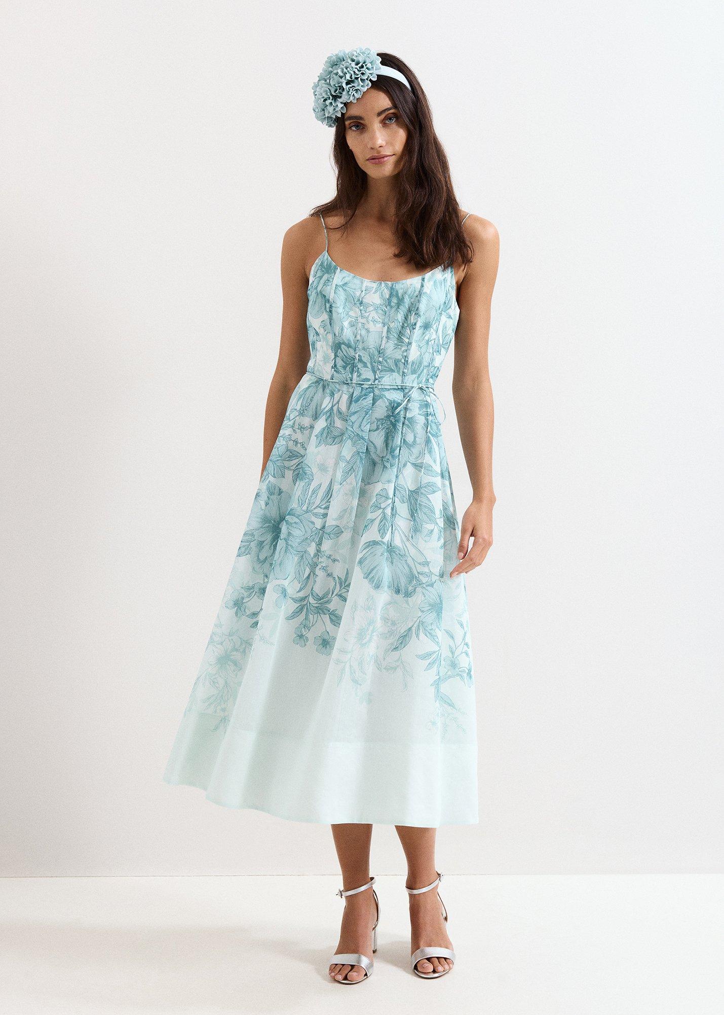 Velicia Linen Blend Floral Midi Dress