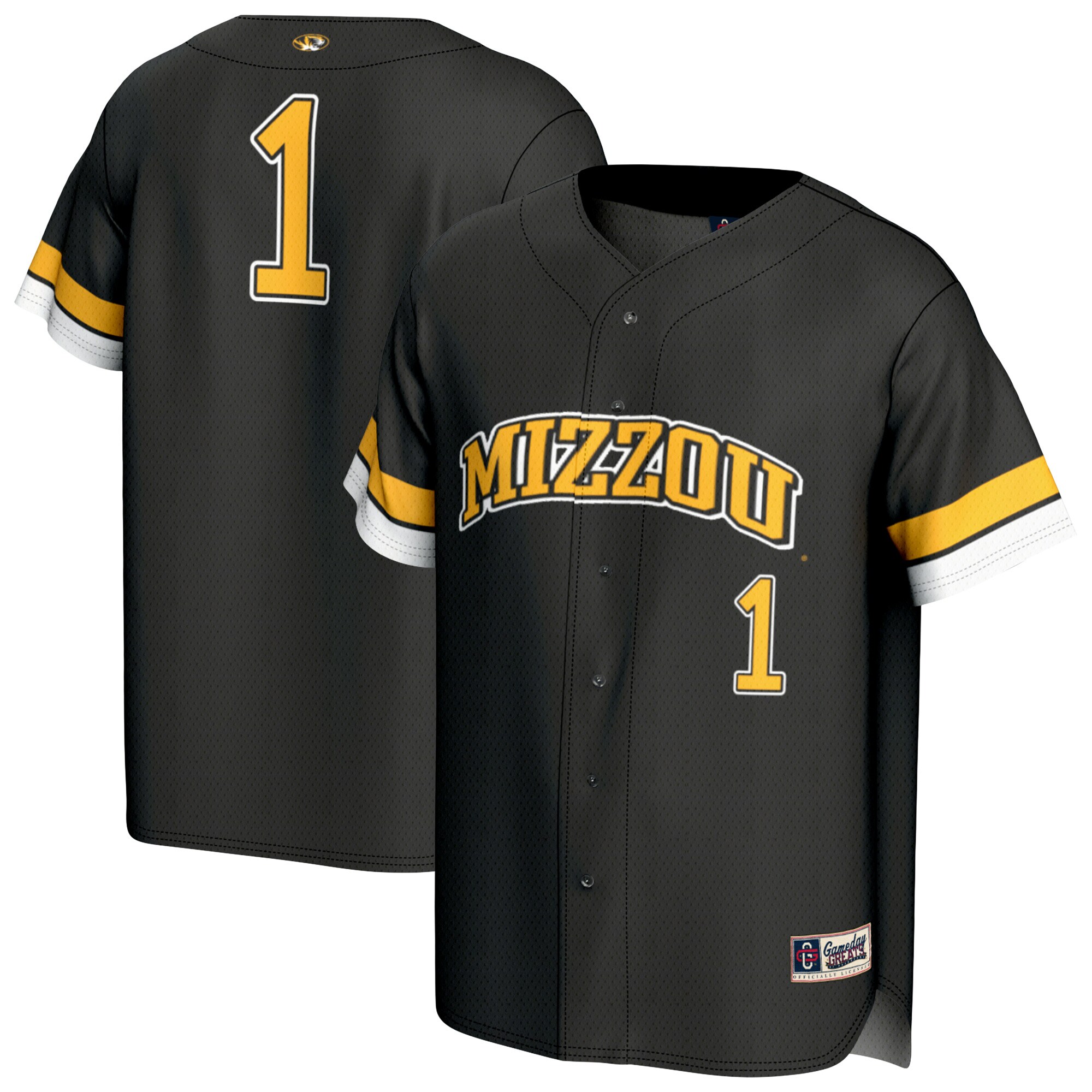 [NJP] Missouri Tigers GameDay Greats Youth Lightweight Collegiate Baseball Fashion Jersey - Black