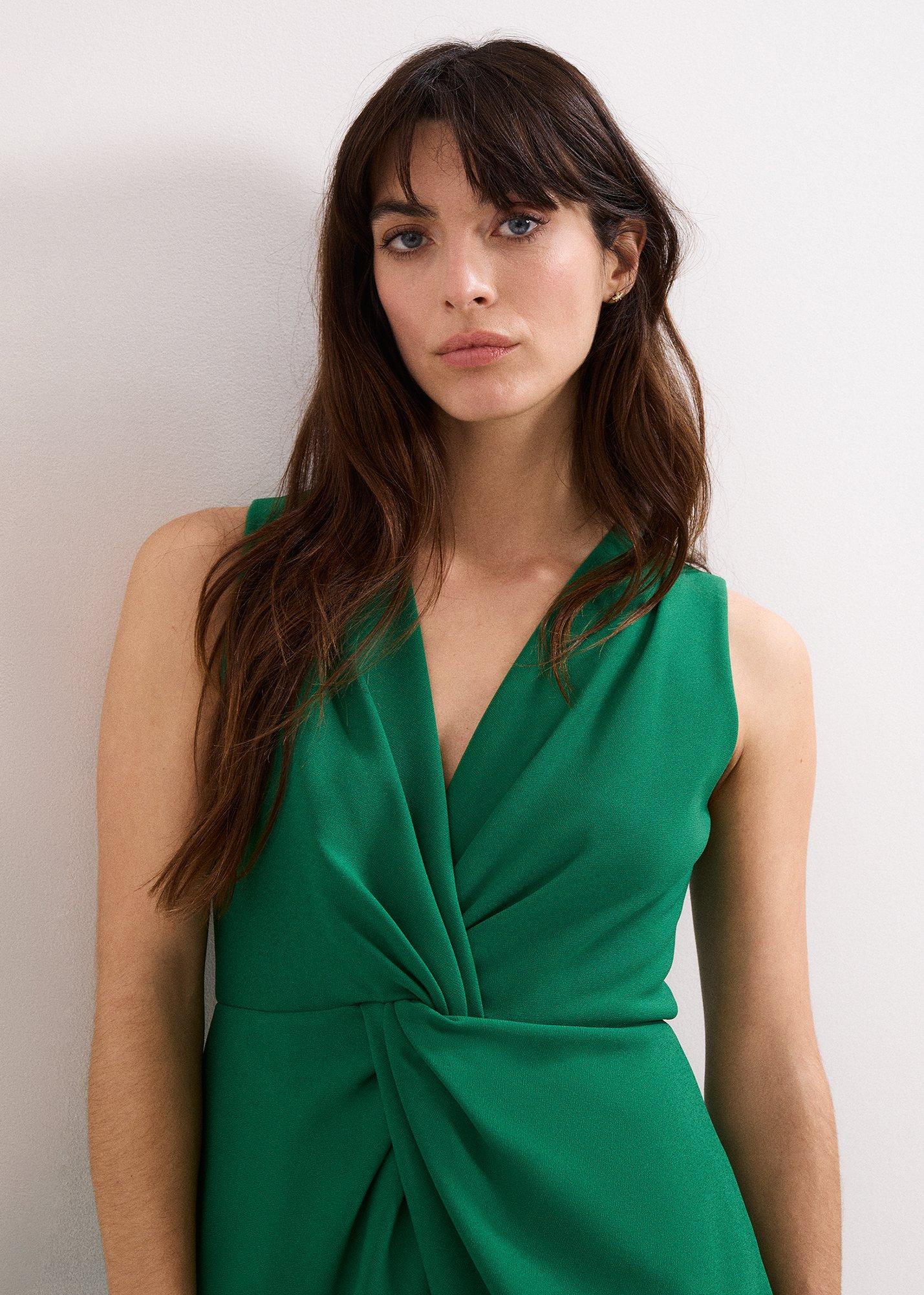 Nisha Green Twist Midi Dress