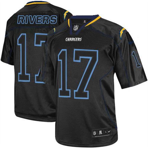 Authentic NFL A C Chargers #17 Philip Rivers Black Lights Out Jersey