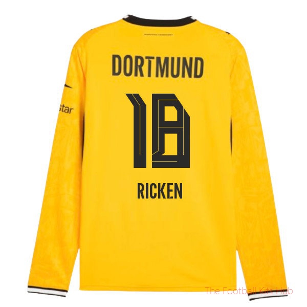 Borussia Dortmund 2026-2027 Long Sleeve Home Shirt (Ricken 18)