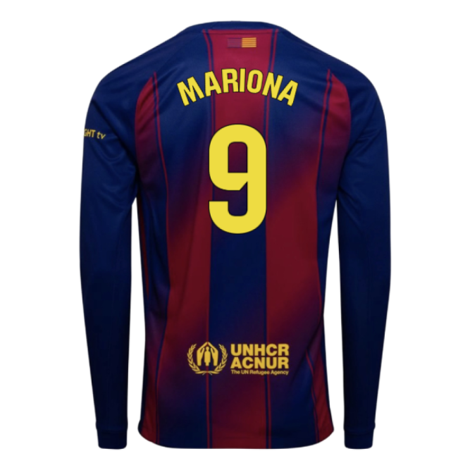 2025-2026 Barcelona Home Long Sleeve Shirt (Mariona 9) - Match Day ...