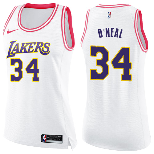 White Nike Angeles Lakers #34 Lakers Jersey - Mesh Fabric Quality