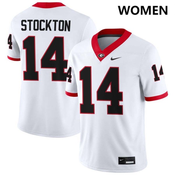 Women Georgia Bulldogs #14 Gunner Stockton White Nike Stitch Jerseys