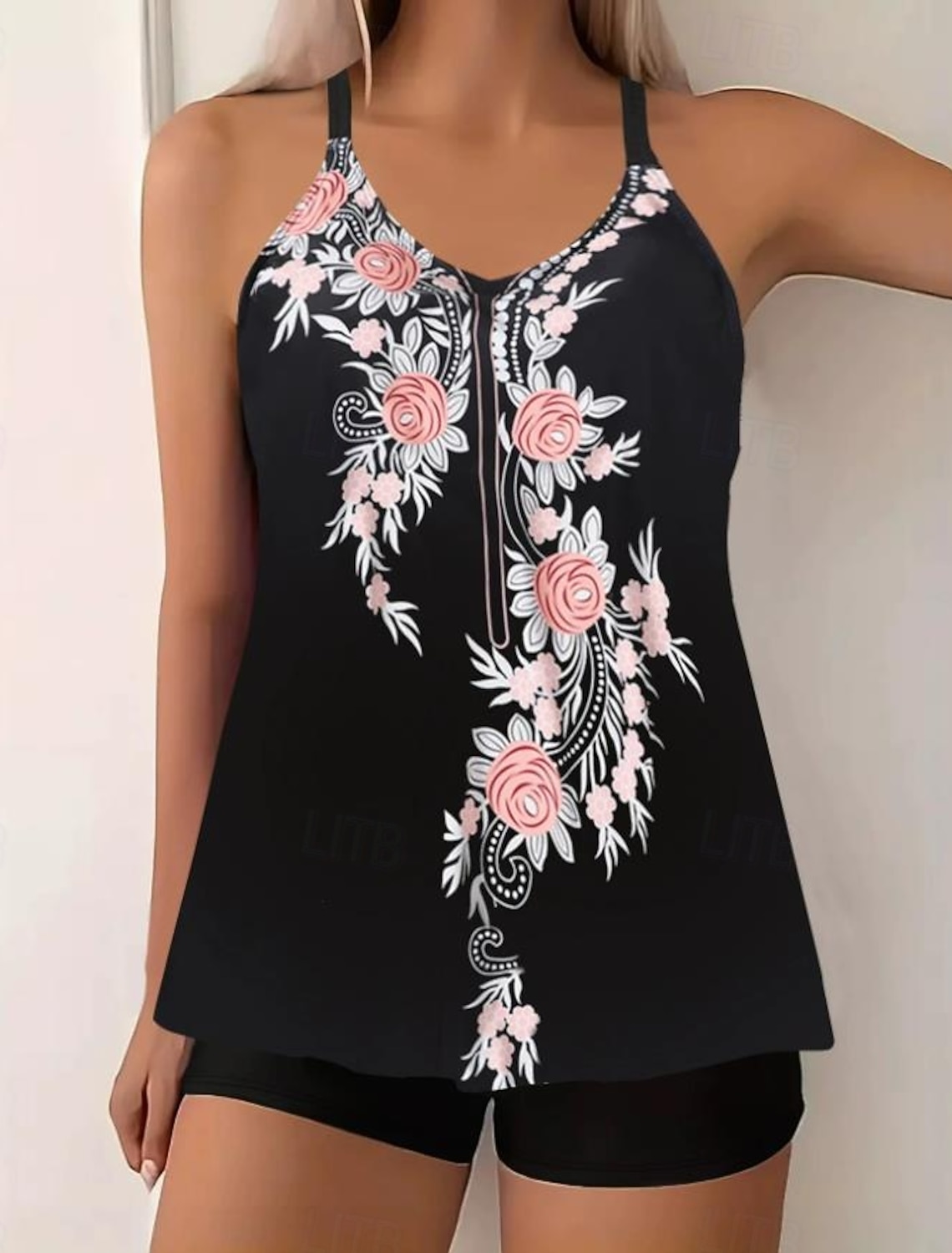 Women's Swimwear Tankini 2 Piece Boy Leg Swimsuit Backless High Waist Vacation Beach Wear Paisley V Neck Sleeveless Bathing Suits