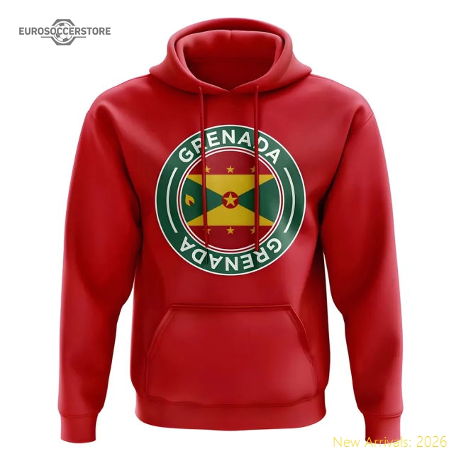 Grenada Football Badge Hoodie (red) - Reasonable Price - Official Design