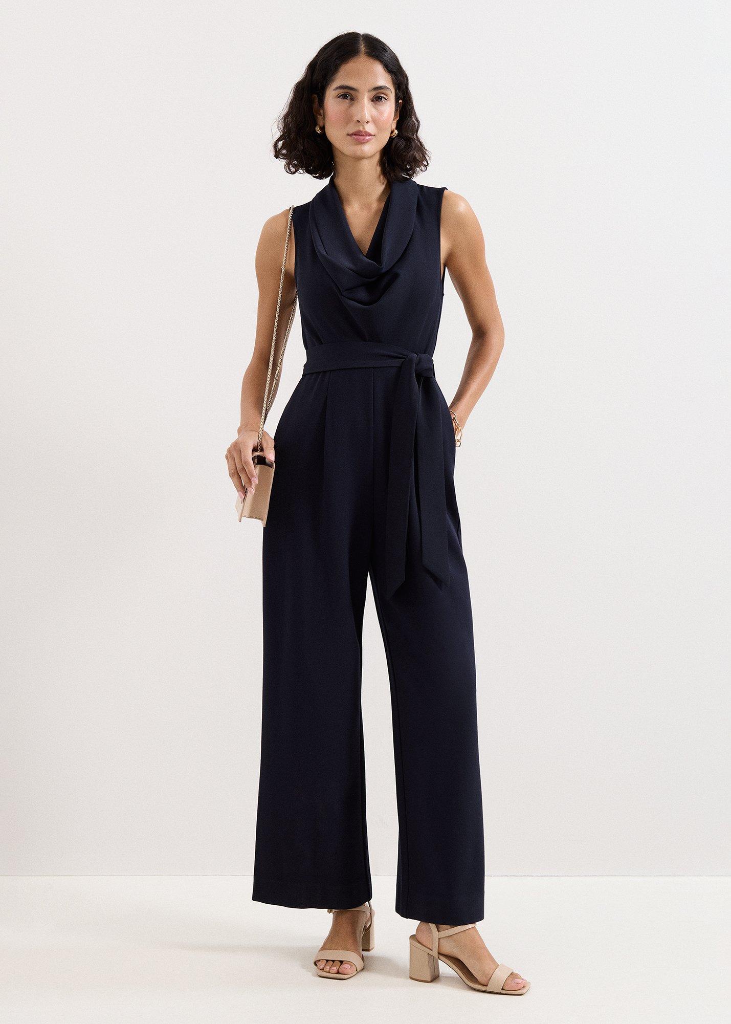 Petite Emry Navy Cowl Neck Jumpsuit