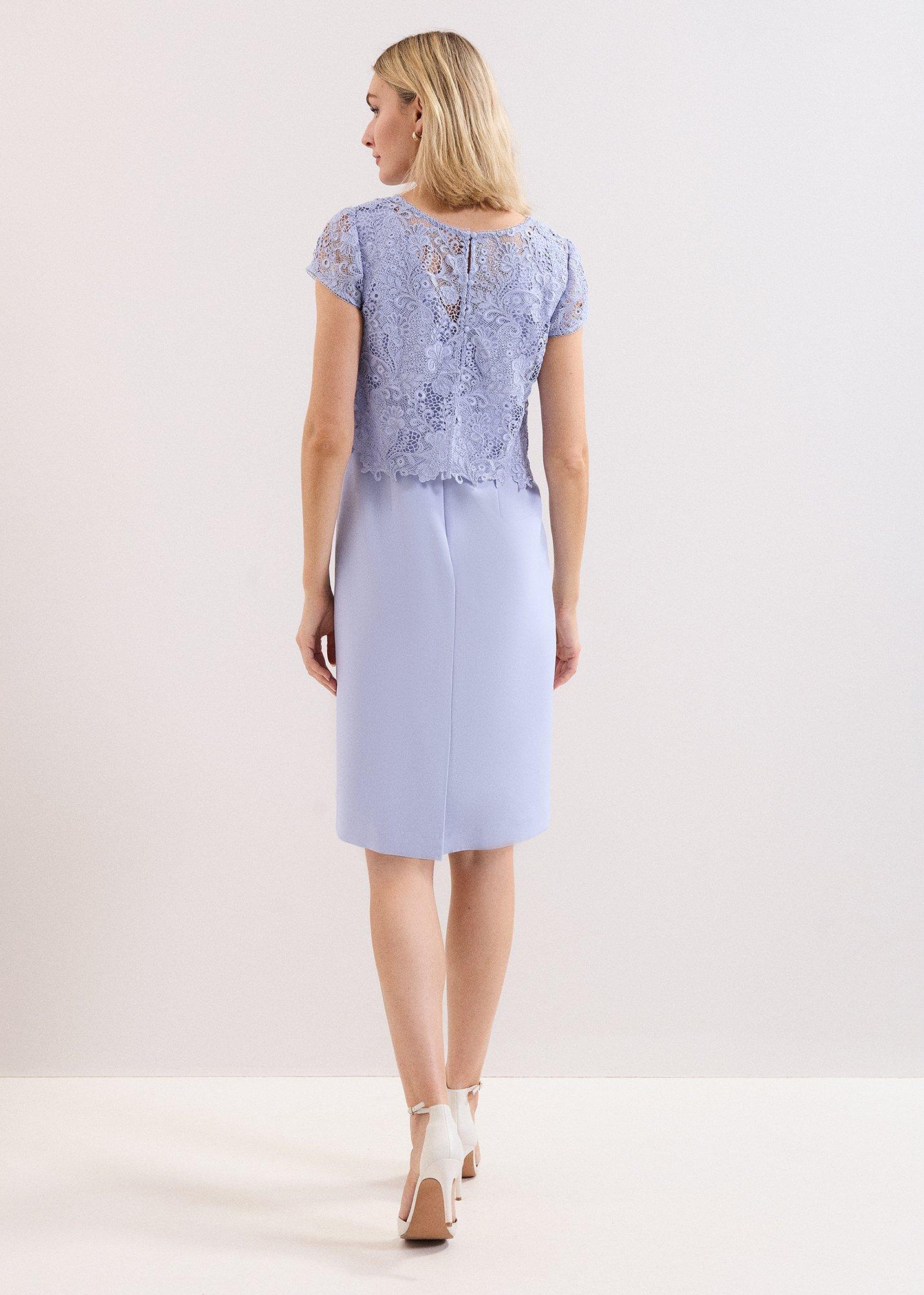 Petite Daisy Blue Lace Top Midi Dress
