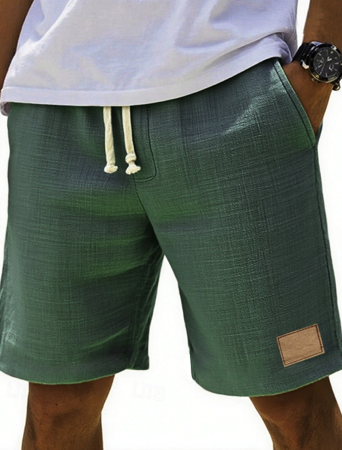 Men's Shorts Summer Beach Pocket Elastic Waist Drawstring Plain #1