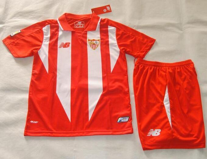 Breathable Kids Sevilla 2015-16 Away Soccer KitShirtShorts