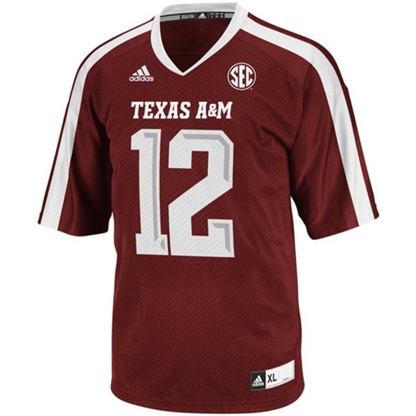 12th Man Texas A&m Aggies #12 Adidas Men Red Official Replica Jersey