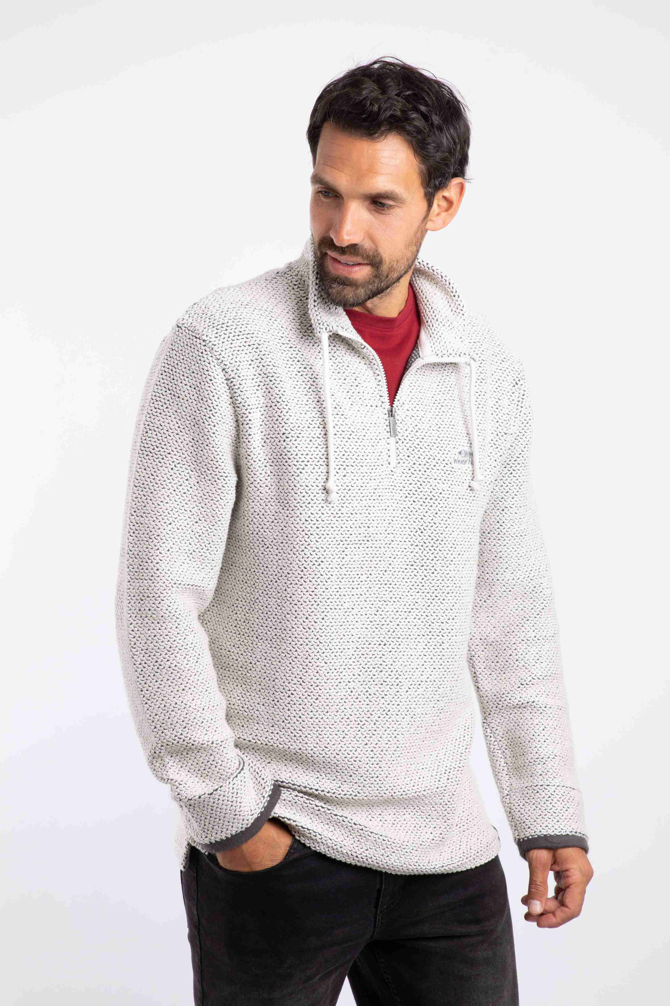 Cruiser 1/4 Zip Macaroni Sweatshirt Ecru