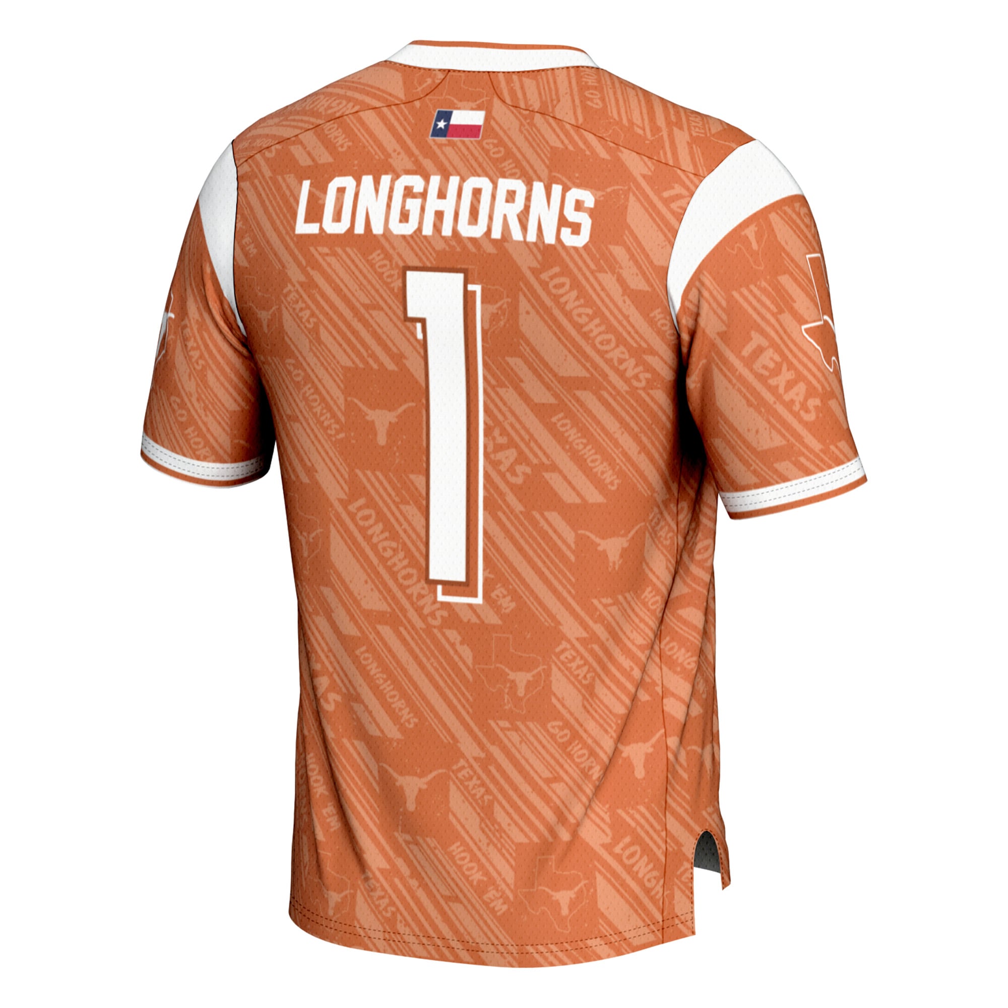 Youth #1 Texas Orange Texas Longhorns Highlight Print Football Fashion Jersey