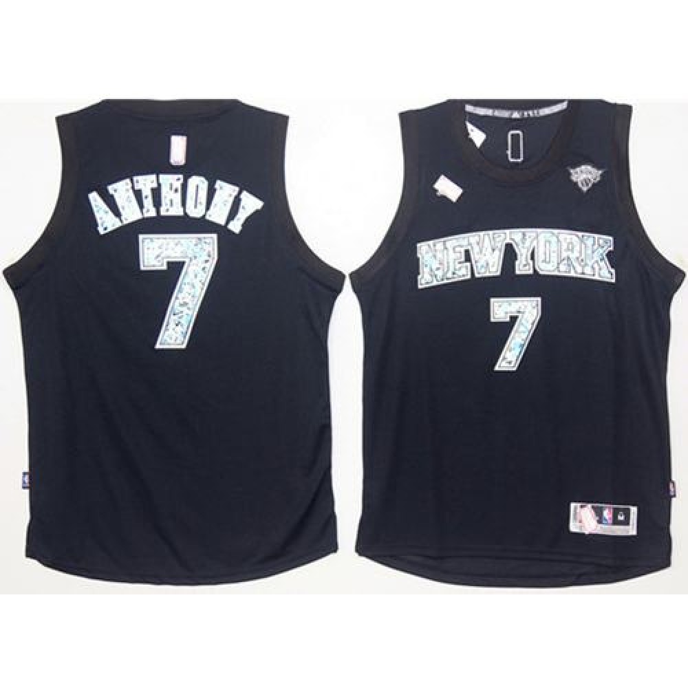Performance Premium Men's Knicks #7 Carmelo Black Basketball Jersey