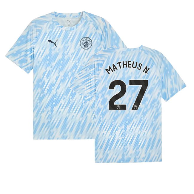 2025-2026 Man City Warm Up Jersey (Silver Sky) (Matheus N. 27) (Fan...