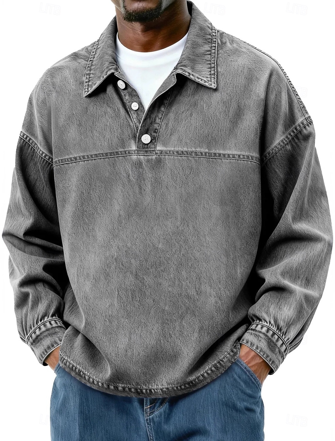 Men's Cotton Polo Shirt Casual Vacation Classic Long Sleeve Fashion