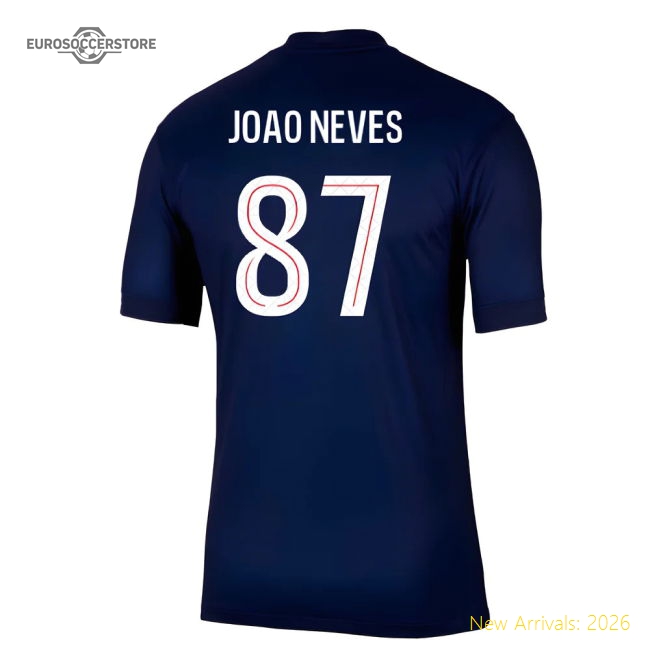 Psg Deluxe Joao Neves Home Jersey Soft Comfortable Performance