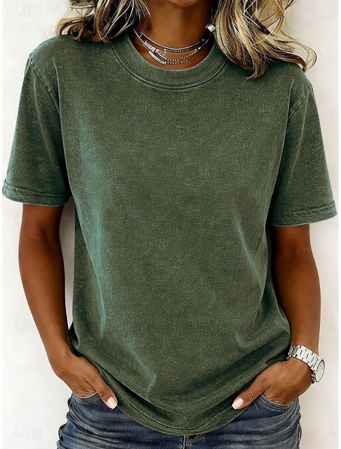 Women's 100% Cotton T-Shirts - Quality Vintage Short Sleeve Crew Neck Tee