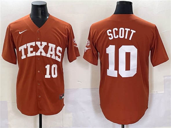 replica Men's UT TX Mia Scott #10 Orange 2024 Football Jersey