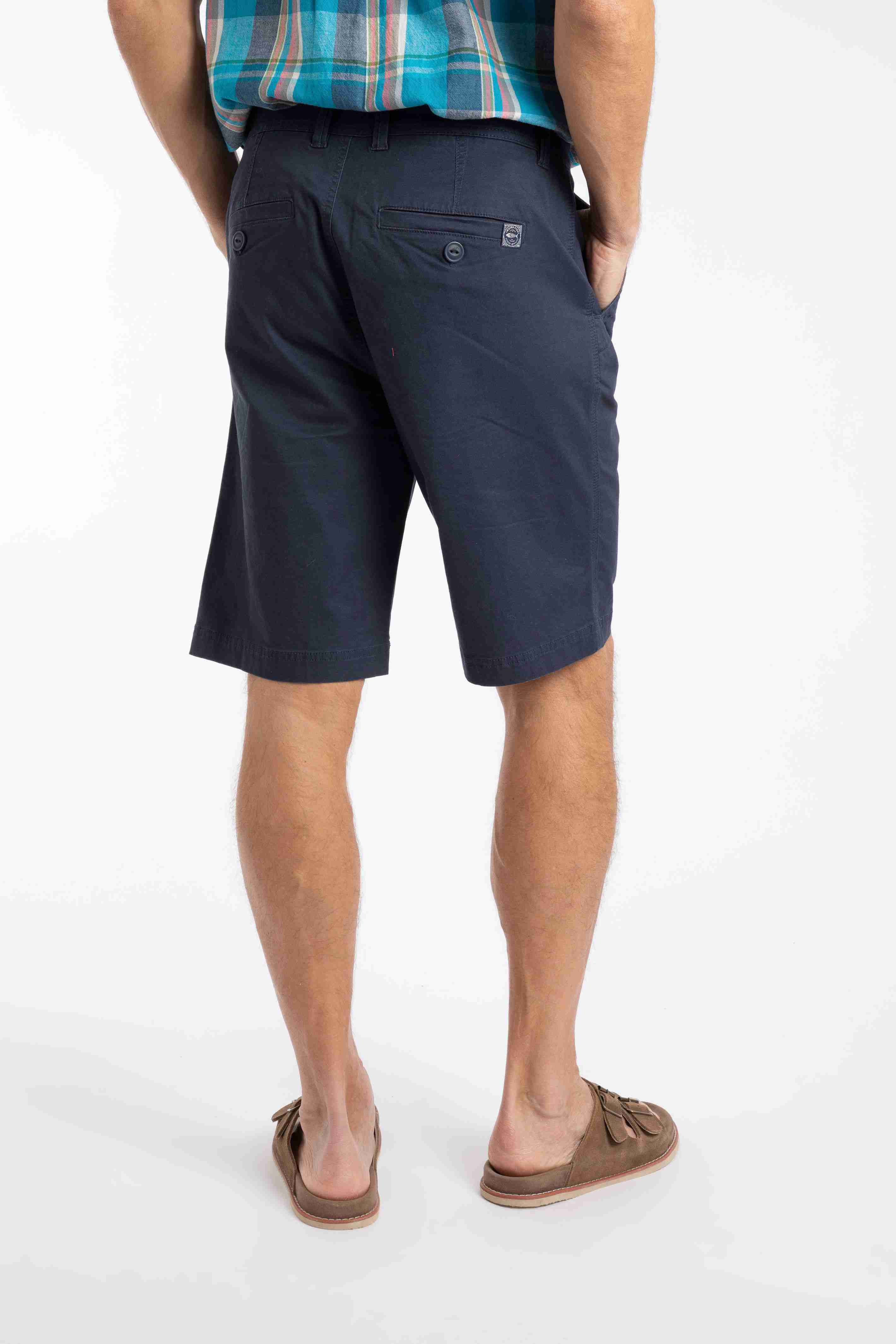 Rayburn Cotton Flat Front Shorts Navy