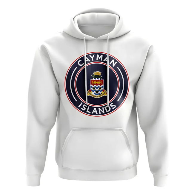 Exclusive-Design Cayman Islands Football Badge Hoodie (White)