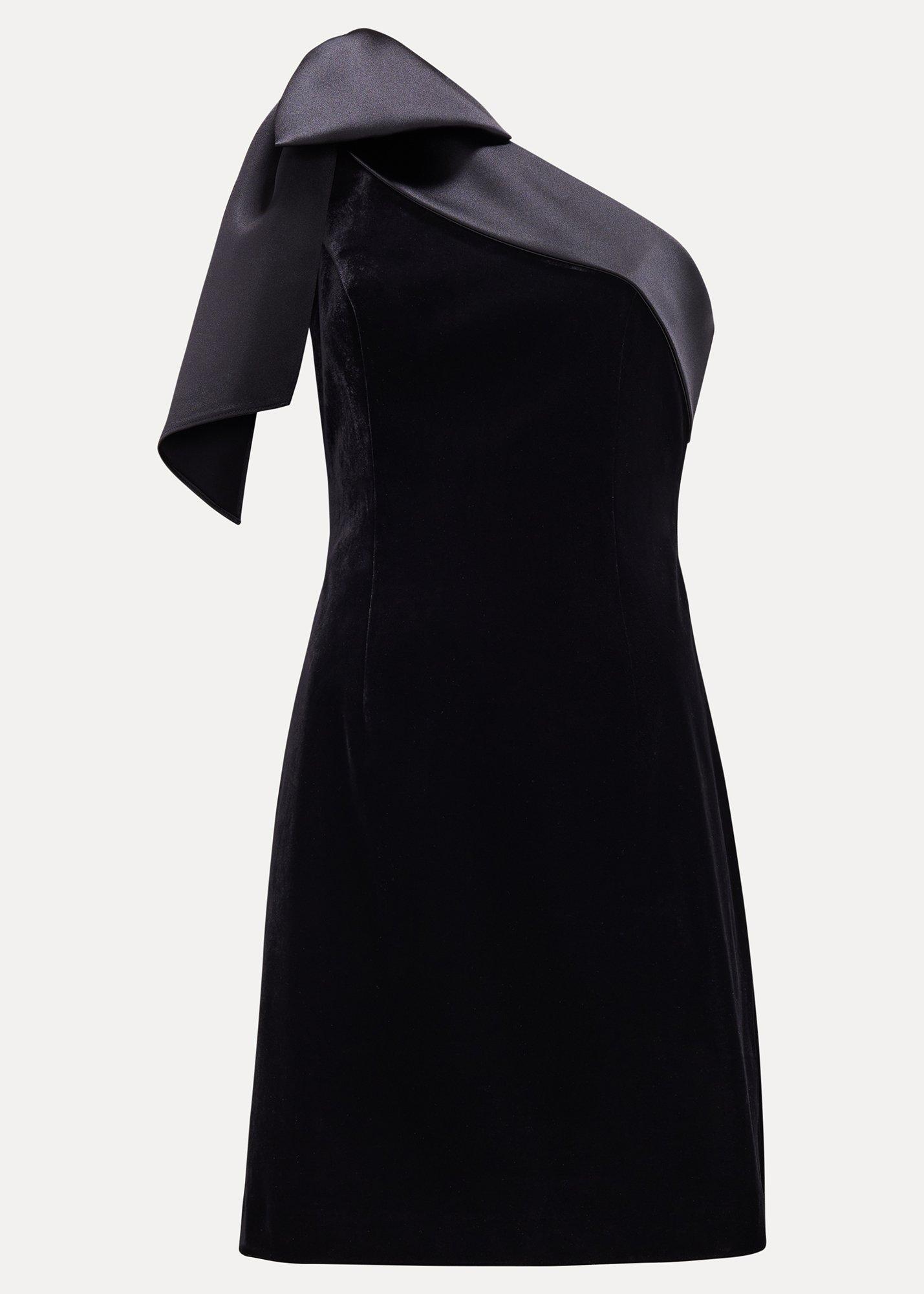 Sofia Black Velvet One Shoulder Dress