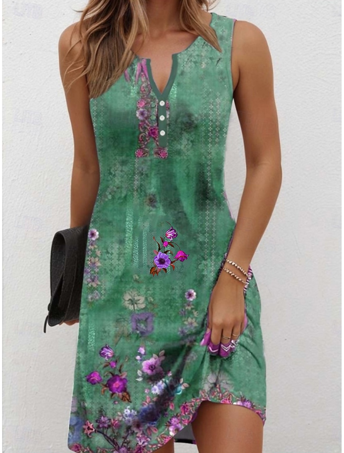 Women's Mini Dress Sundress Summer Dress Vacation Casual Daily Beach Holiday Regular Fit Graphic Tie Dye Abstract Sleeveless V Neck Blue Black Orange Summer Spring