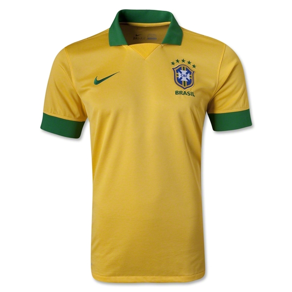 Authentic 13-14 Brazil Home Yellow Jersey ShirtPlayer Model