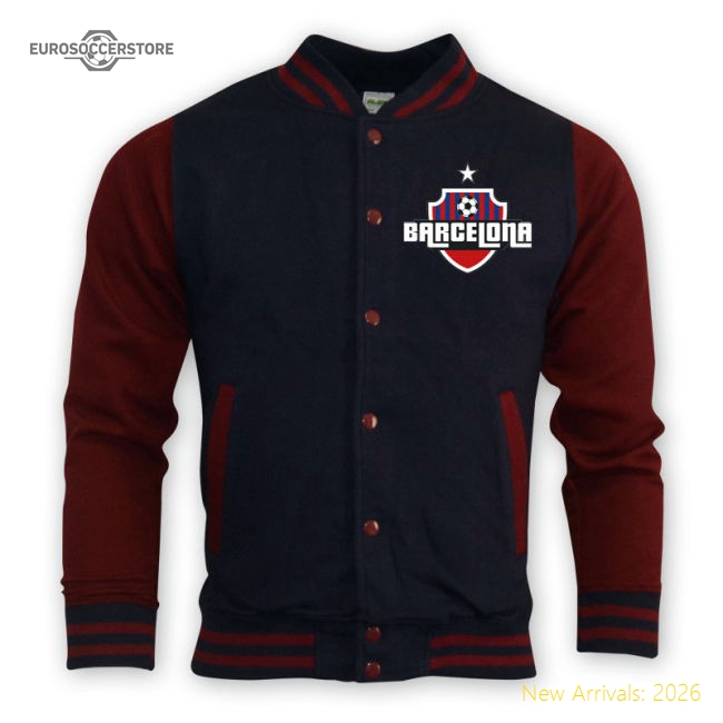 Popular High-Quality Barcelona College Baseball Jacket (Navy)