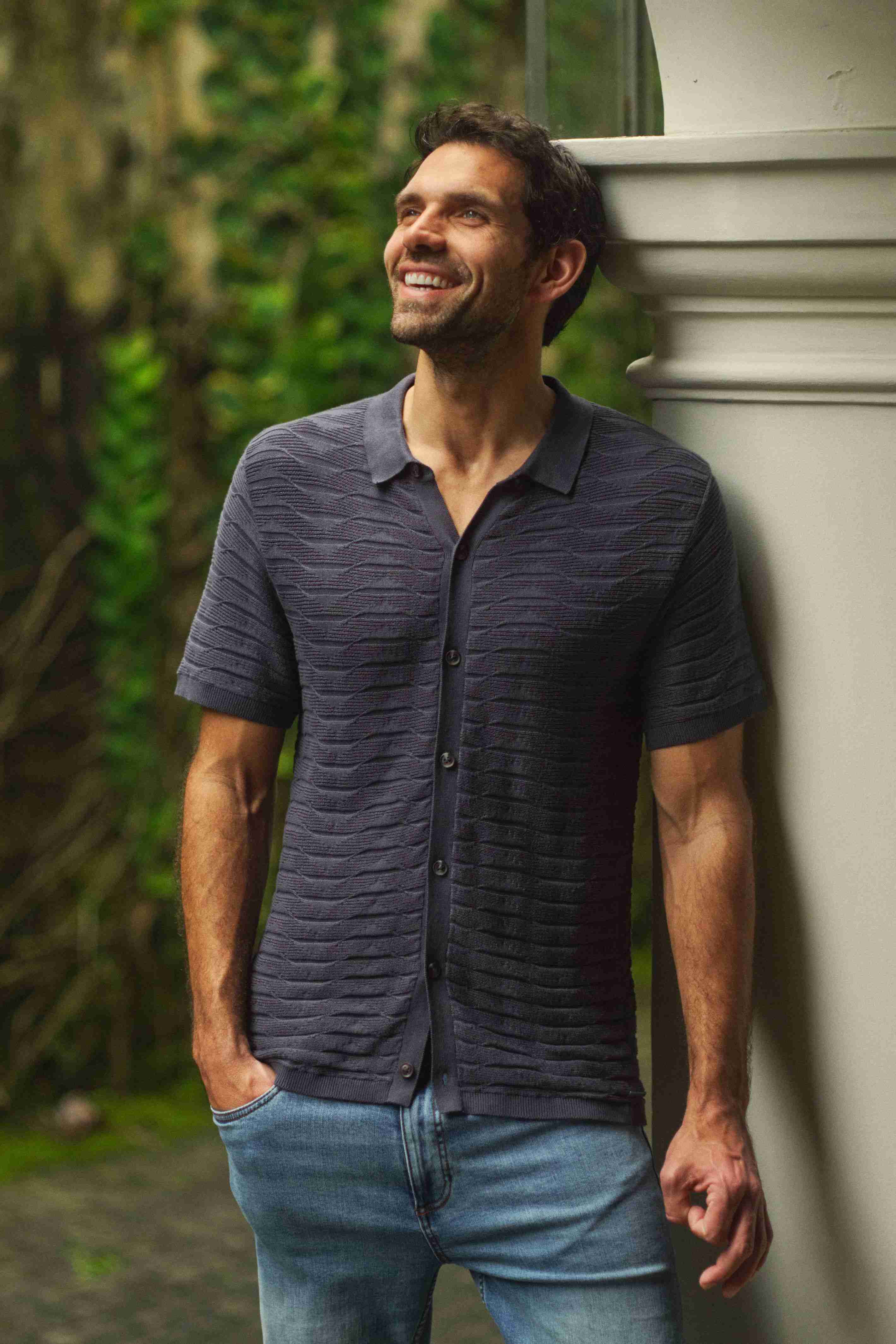 Tod Short Sleeve Knitted Shirt Navy
