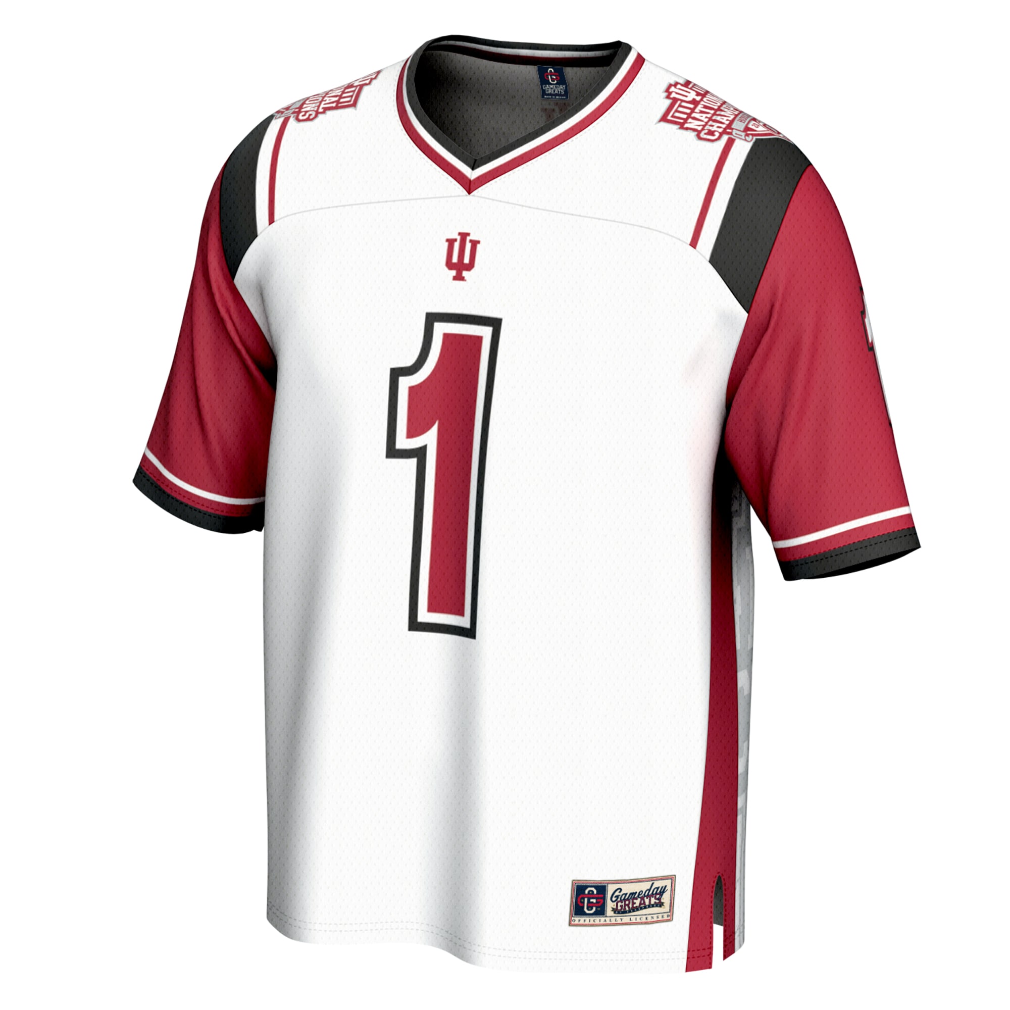 #1 Indiana Hoosiers GameDay Greats Unisex College Football Playoff 2025 National Champions Commemorative Fashion Jersey - White