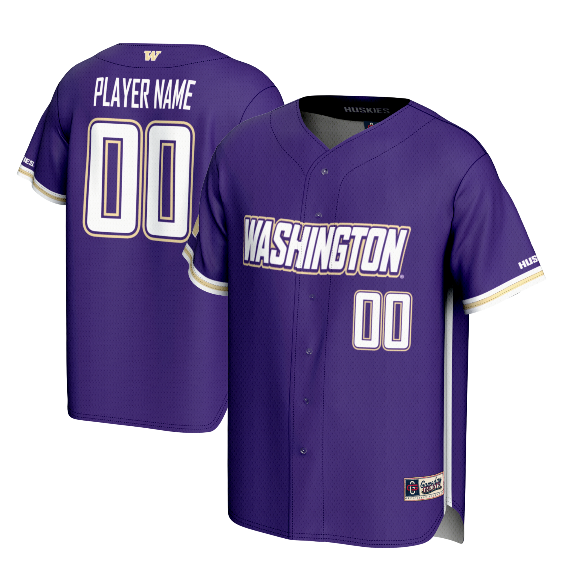 [NJP] Washington Huskies GameDay Greats NIL Pick-A-Player Lightweight Baseball Jersey - Purple