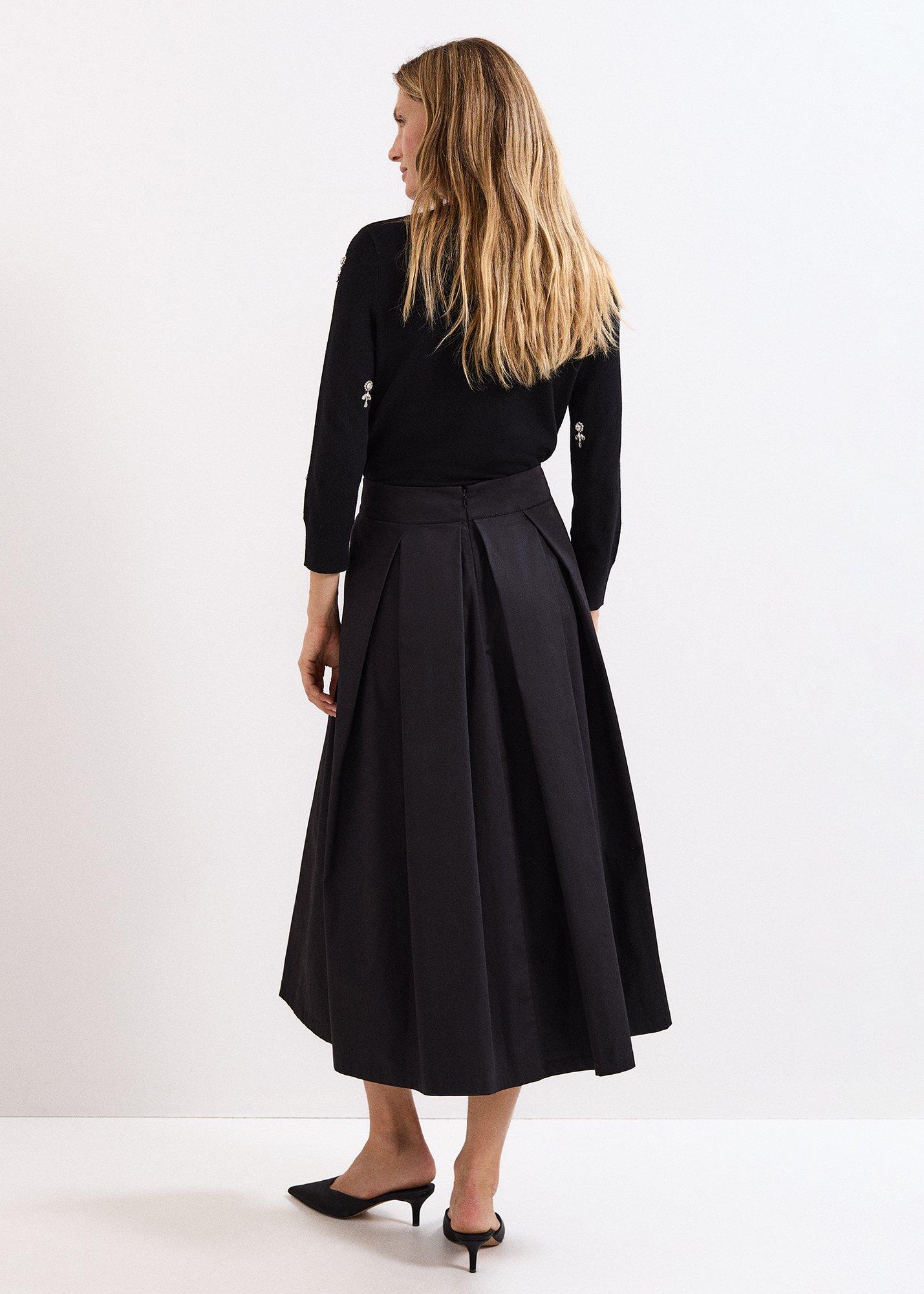Petite Trinity Black Midi Skirt