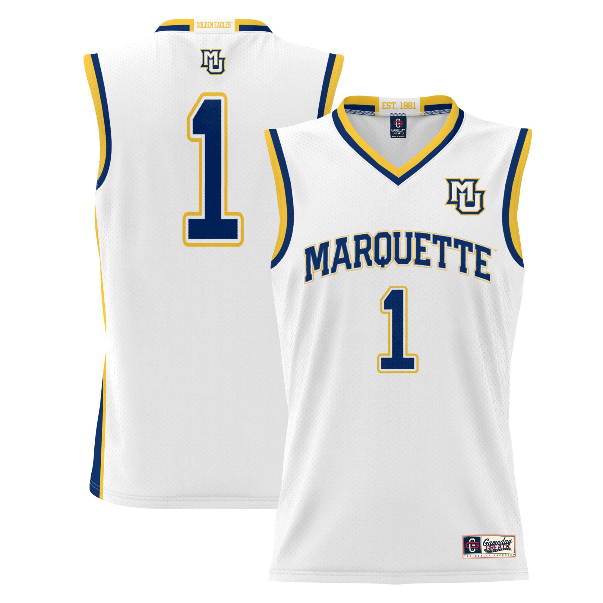 [DDG] Marquette Golden Eagles GameDay Greats Youth Lightweight Basketball Jersey - White