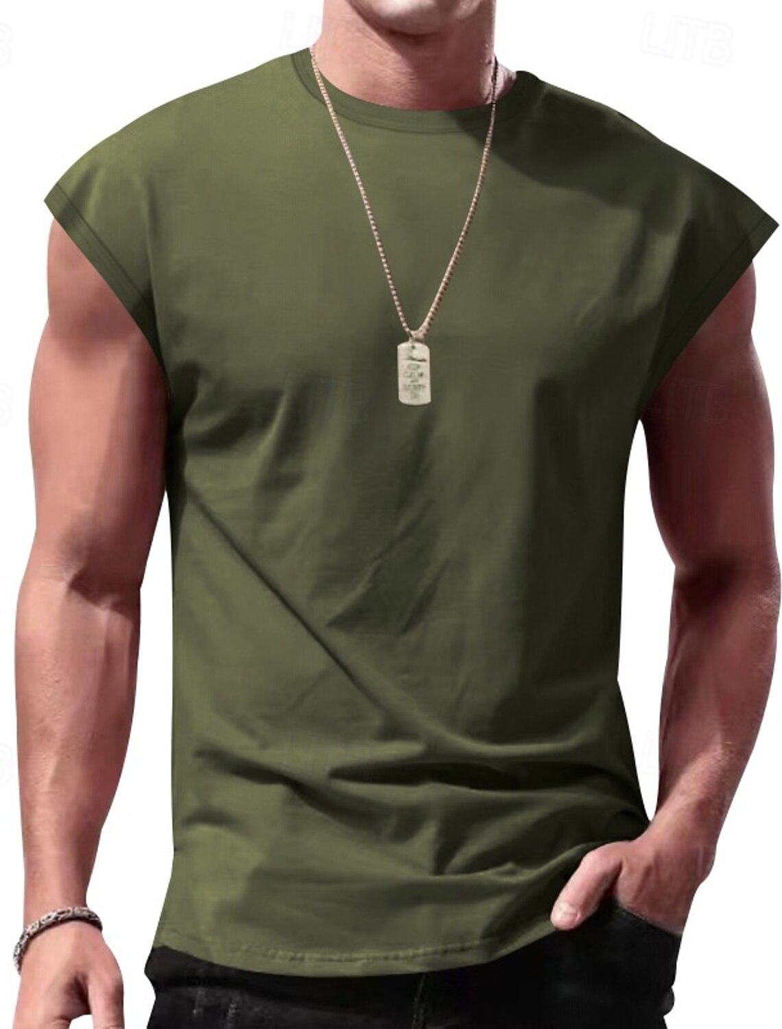 Men's Tank Top Vest Undershirt Sleeveless Shirt Crewneck Spring &