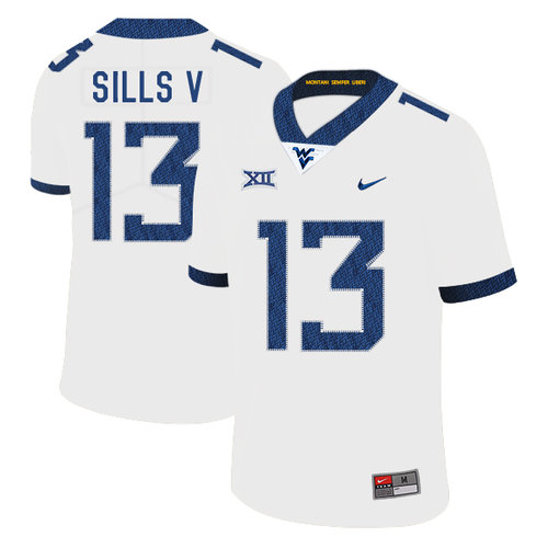 breathable Men's None David Sills #13 White 2024 Football Jersey