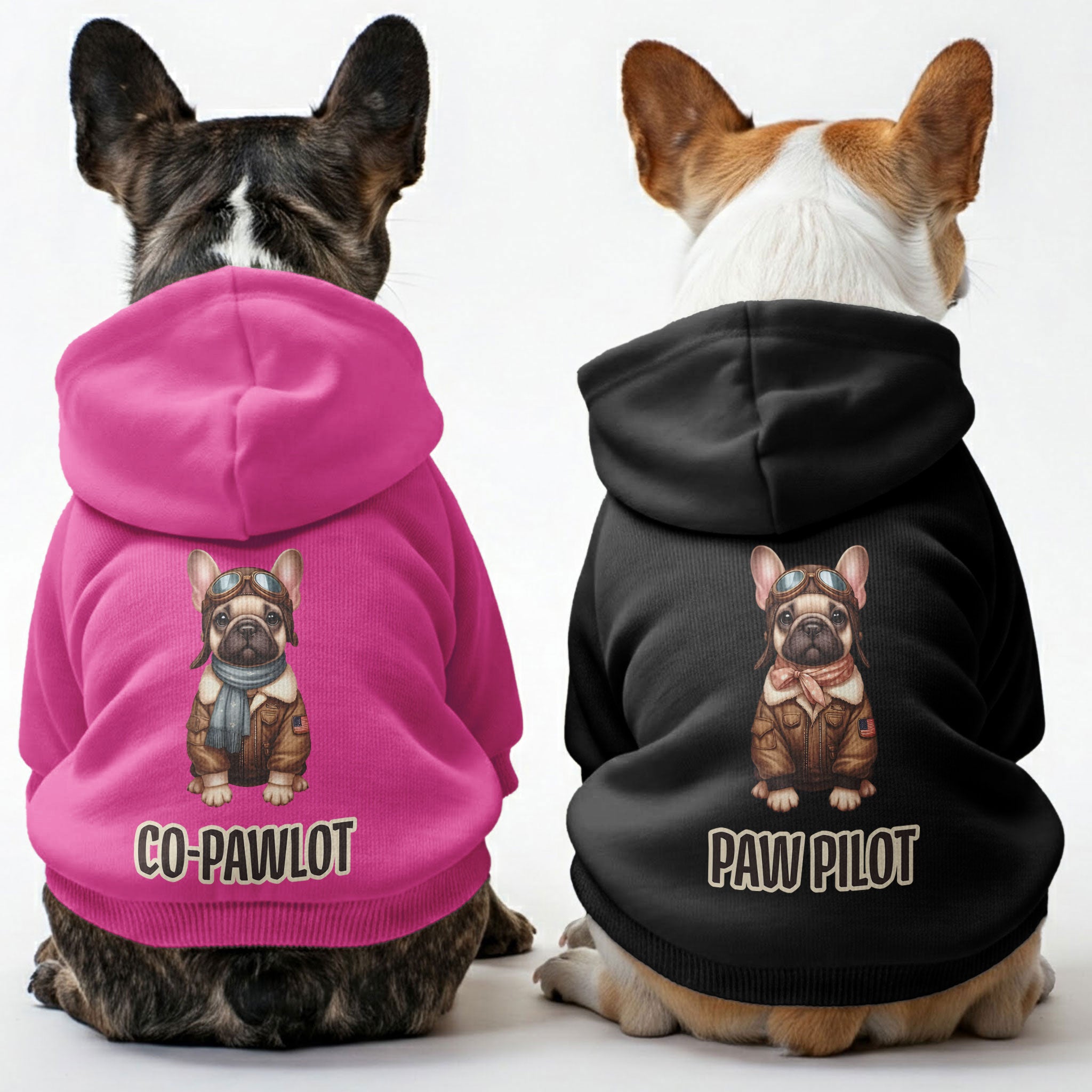 Frenchie-Fan Paw Pilot And Co-pawlot - Matching French Bulldog Hoodie...