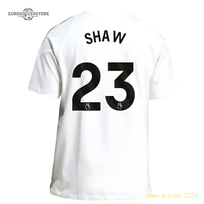 Premium 2025-2026 Man Utd Training Tee (white) (shaw 23) - Premium