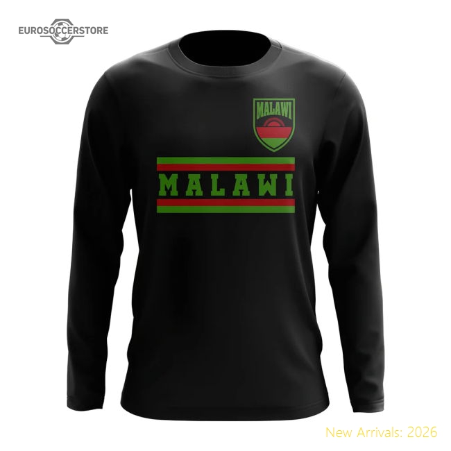 High-quality Malawi Core Football Country Long Sleeve T-shirt (black)