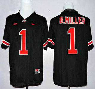 Men's Ohio St Buckeyes Black 2024 stitched Baxton Miller #1 authentic
