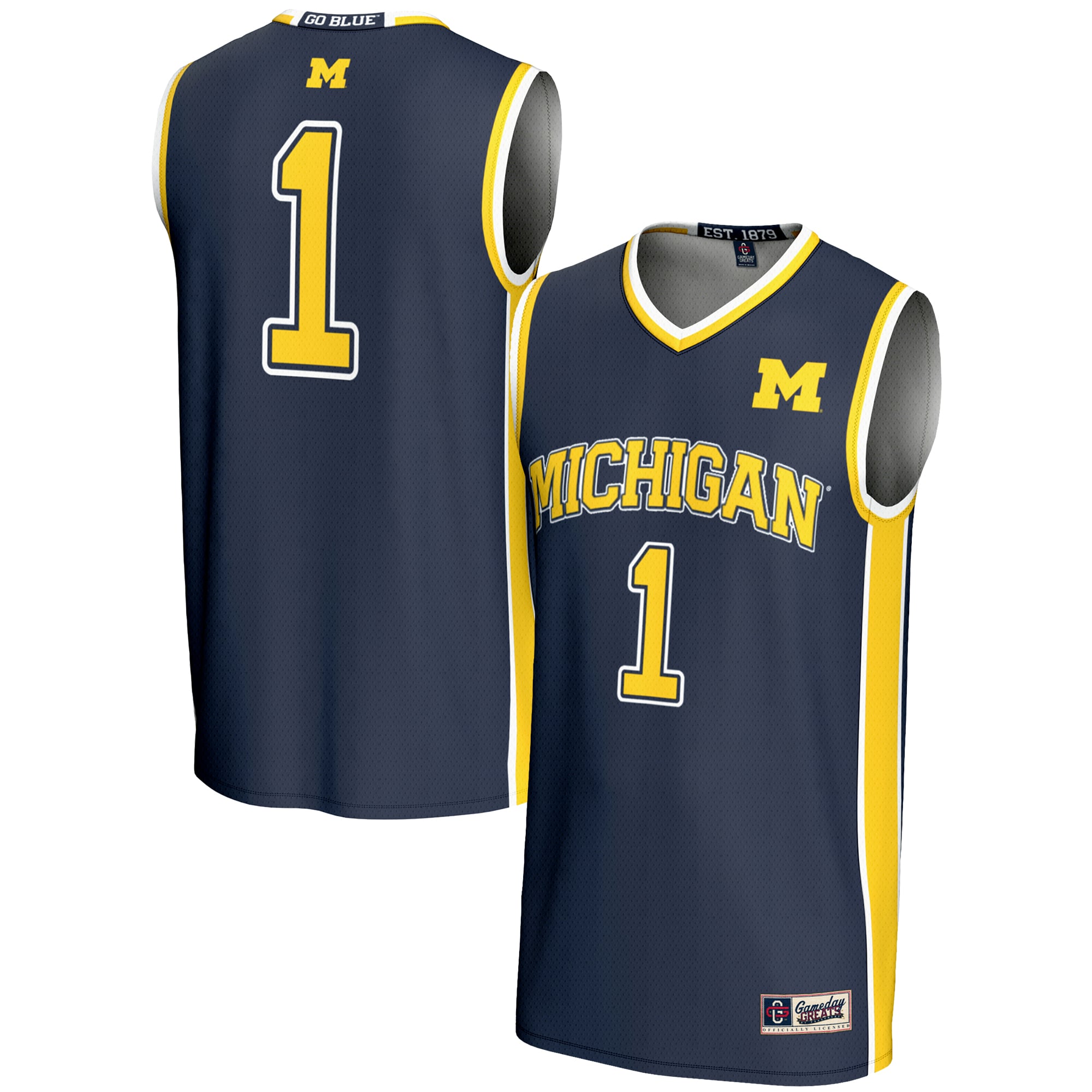 #1 Michigan Wolverines GameDay Greats Unisex Lightweight Basketball Jersey - Navy