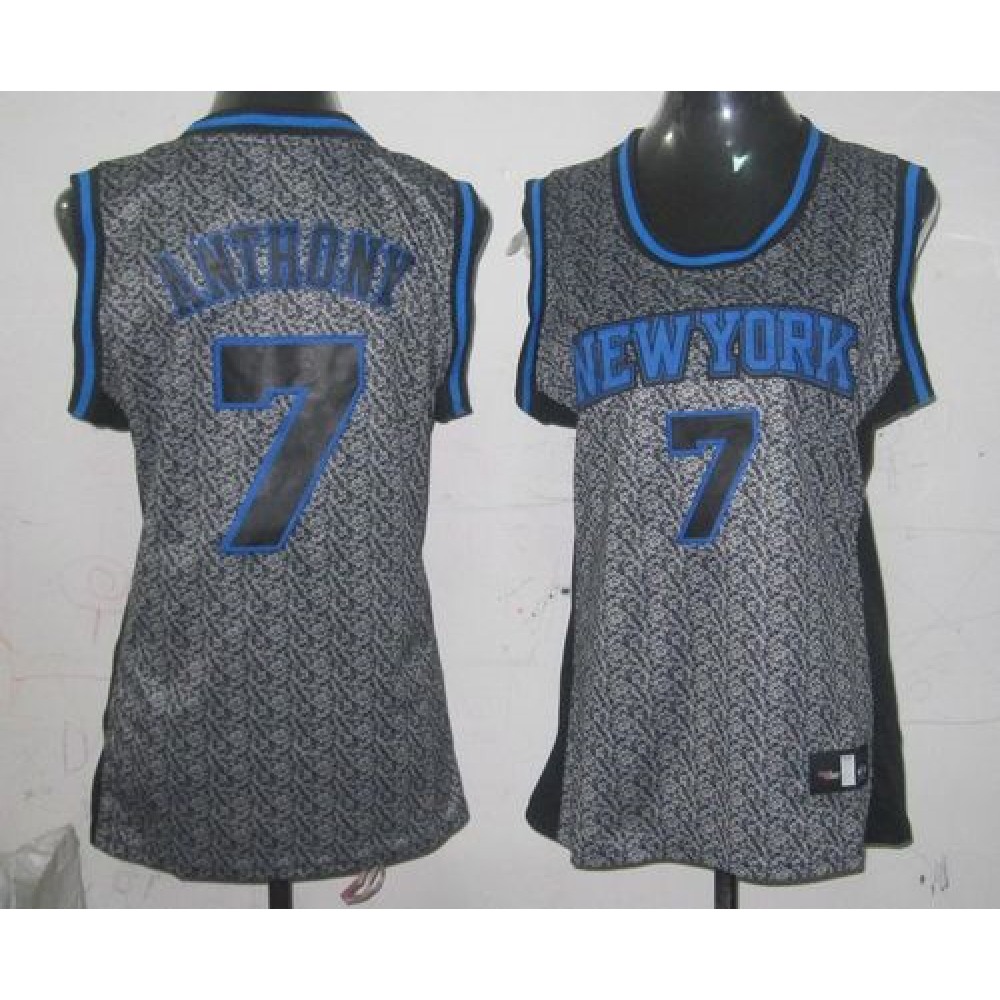 Knicks #7 Carmelo Anthony Grey Women's Static Fashion Stitched NBA Jersey