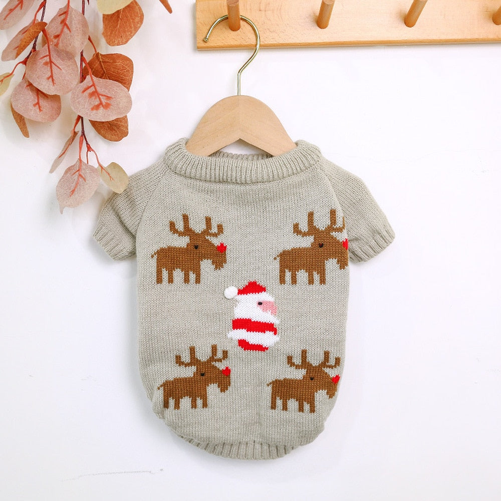 Trendy Christmas Print Warm Sweater for French Bulldog