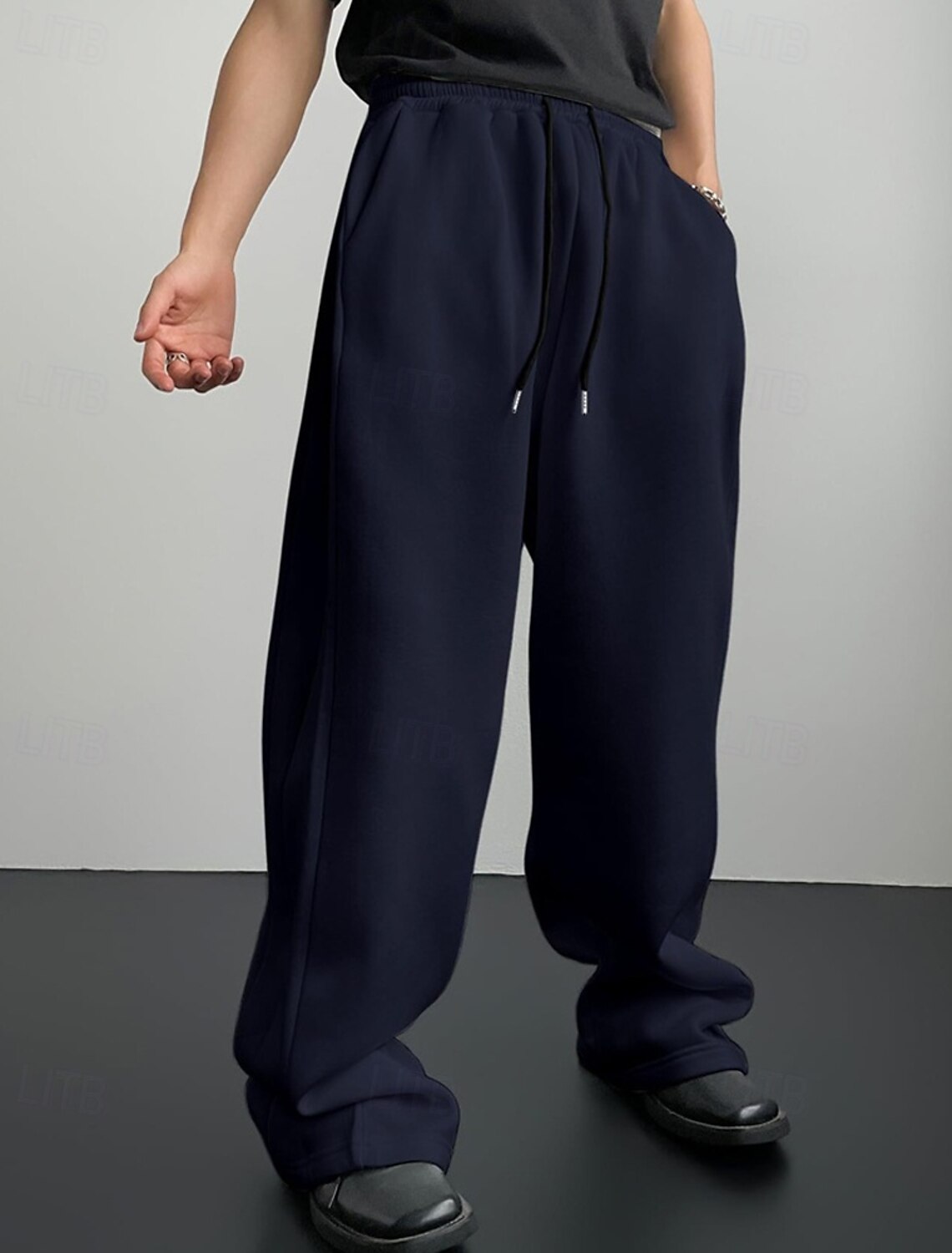 Men's Sweatpants Trousers Straight Leg Drawstring Pocket Elastic Wa #3