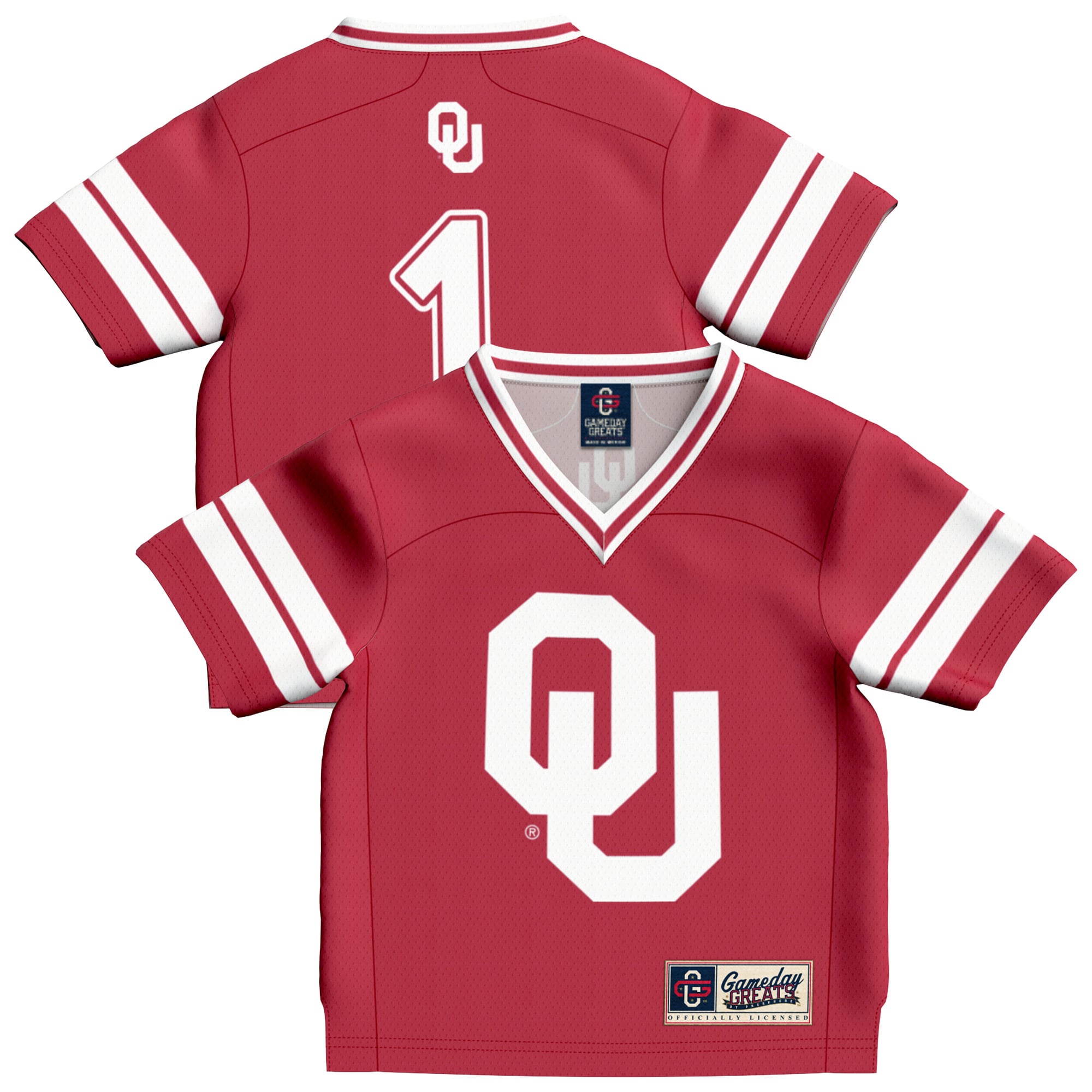 Toddler #1 Crimson Oklahoma Sooners Lightweight Collegiate Football Fashion Jersey