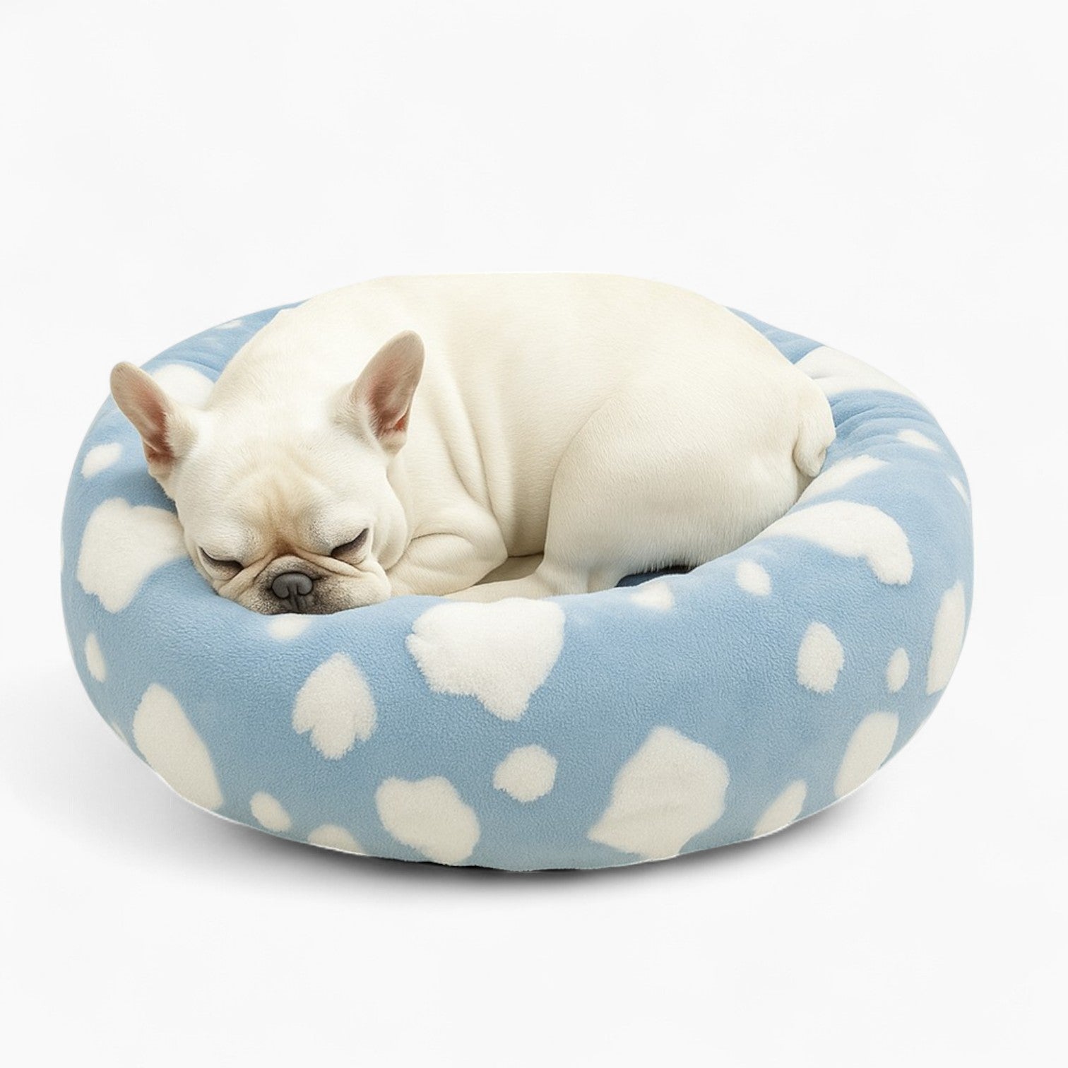 Pressure-Balanced Pawnest French Bulldog Round Bed – Cozy & Plush Pet...