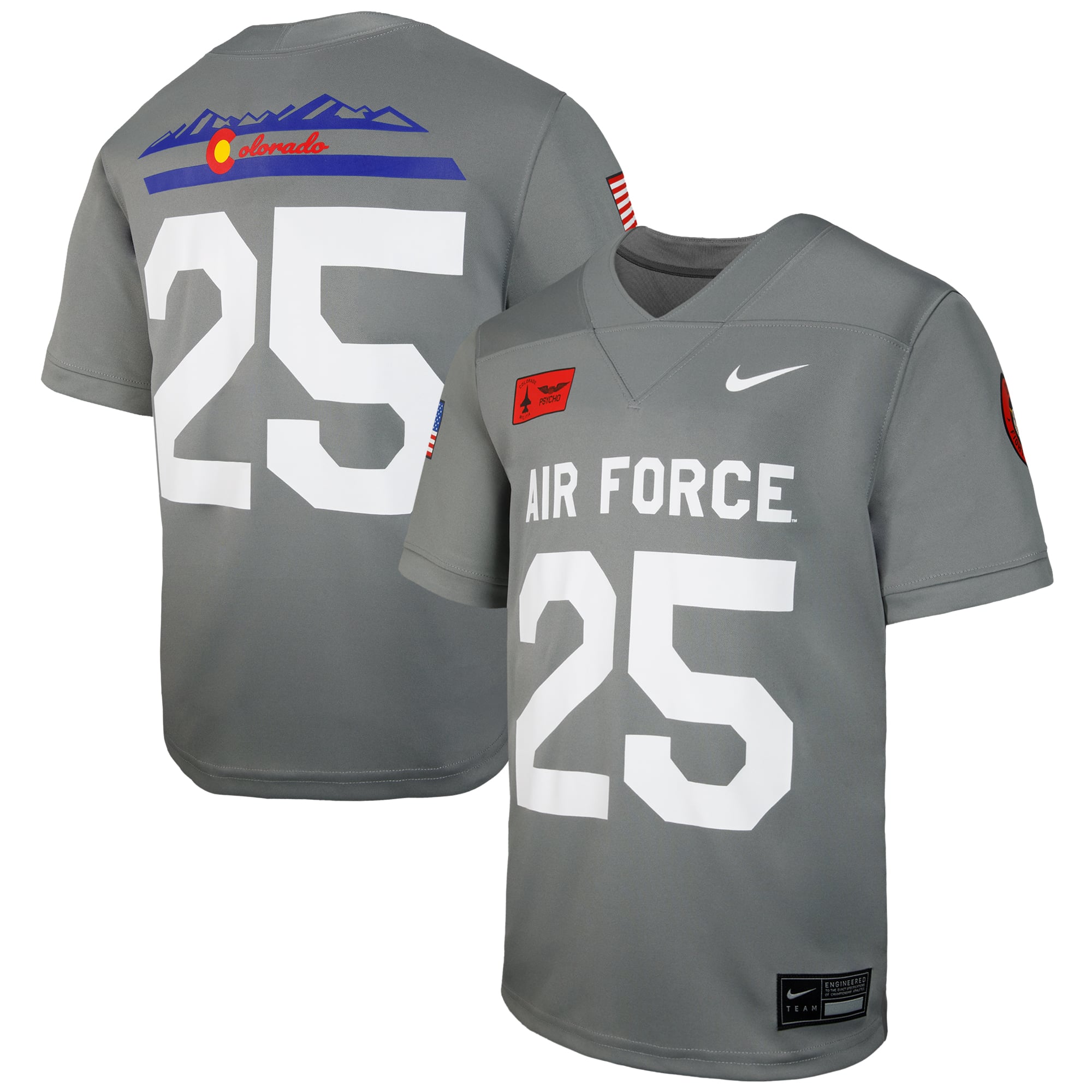 #25 Air Force Falcons Nike Youth APLS Fighting Falcon Collection Football Game Jersey - C Gray