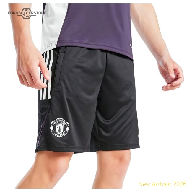 2025-2026 Man Utd Training Shorts (Black) - Kids Supporter Version