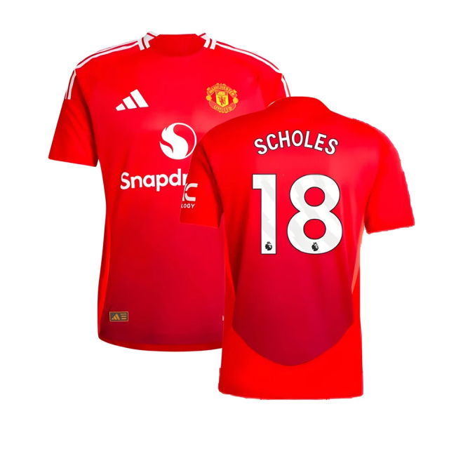 Man Utd Certified 2024-2025 Man Utd Authentic Home Shirt (Scholes 18)