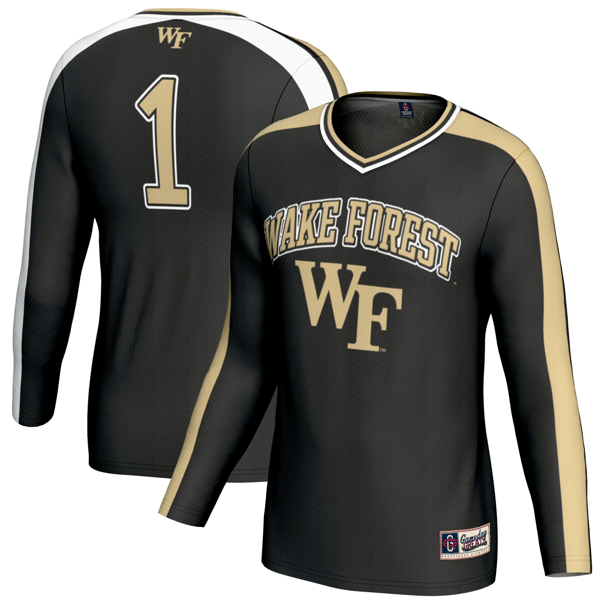 [NJP] Wake Forest Demon Deacons GameDay Greats Youth #1 Lightweight Volleyball Fashion Jersey - Black